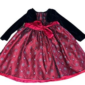 Love Special Occasion Dress Velvety Top Red Black Christmas Holiday Girls 5T 5